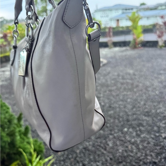 Coach Christie Carryall Gray Smooth Leather Satchel Crossbody Silver Hardware - Picture 5 of 13